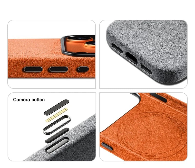 Cover in Alcantara Italiana MagSafe per iPhone 17 / 17 Pro / Pro Max – Premium con Tasto Smart