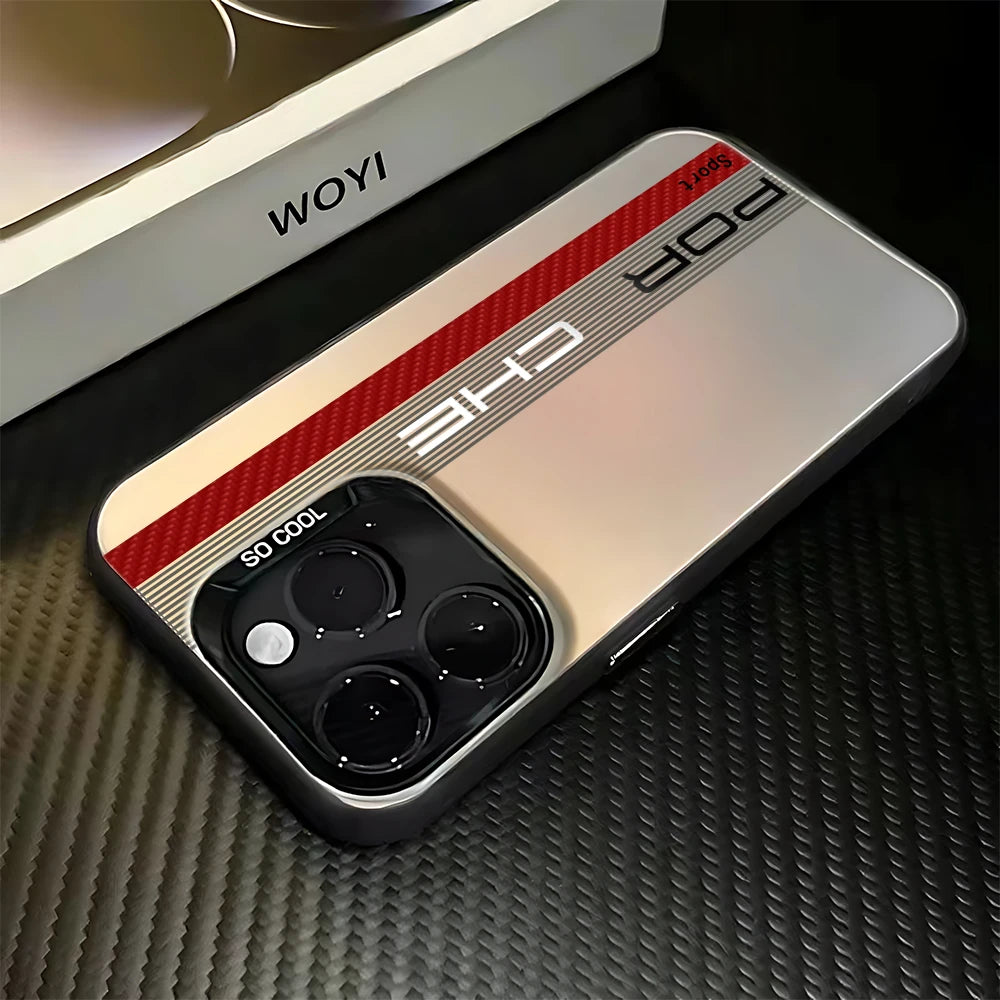 Cover iPhone Sport – Stile Auto da Corsa, Protezione Antiurto, Retro Opaco