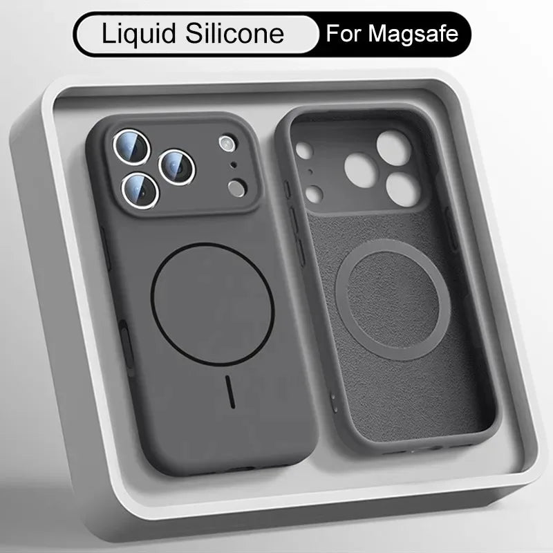Cover in Silicone Liquido Magnetica per iPhone 12–17 / Pro / Pro Max – Sensazione Morbida