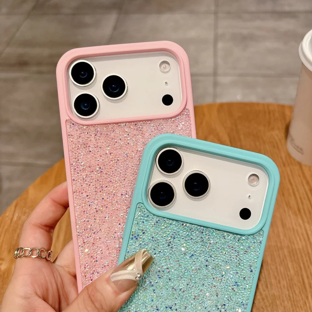 Cover iPhone 11-17 Glitter Luxury con Strass Multicolor – Protezione Fotocamera, Effetto Bling, Ultra Glam