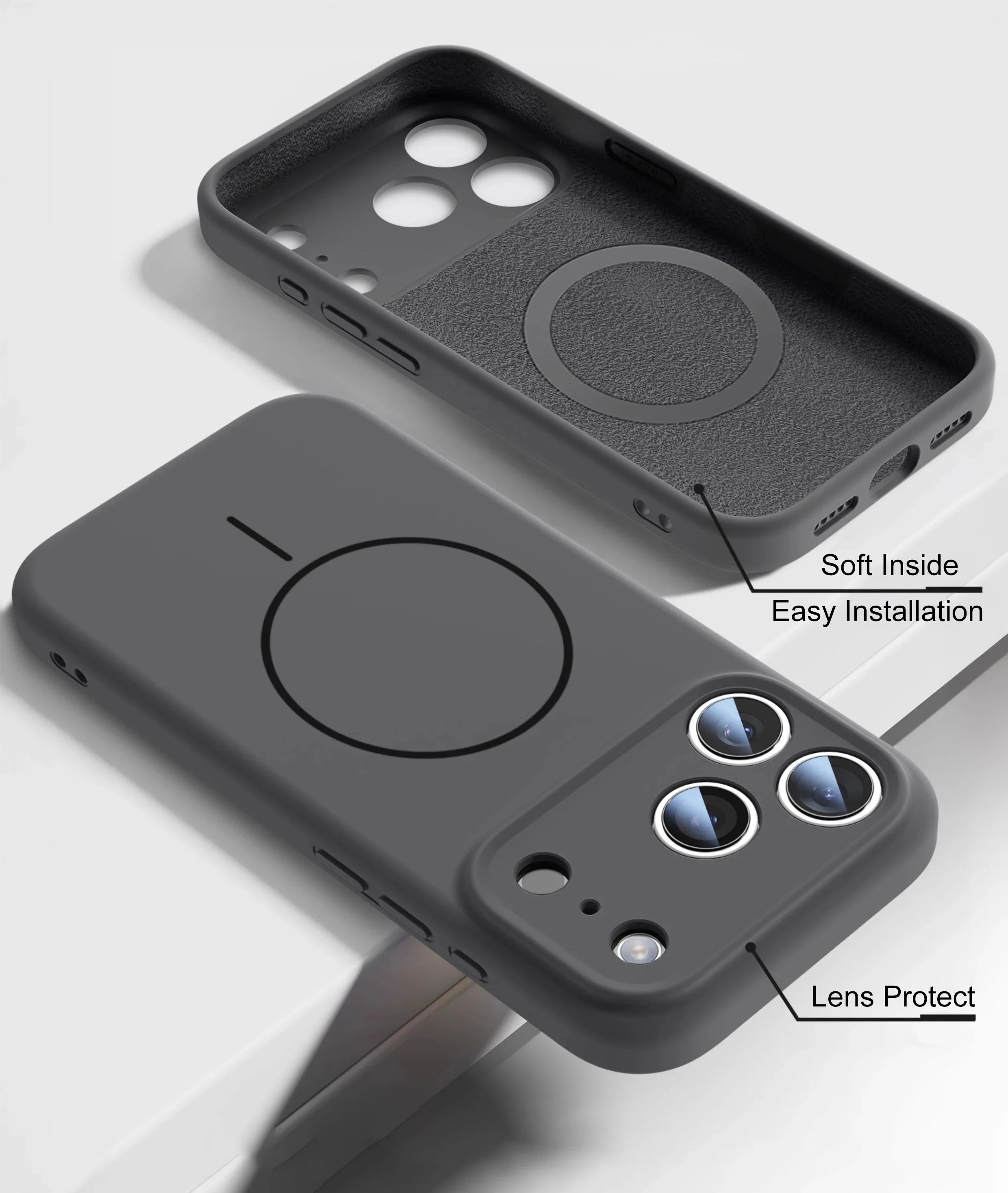 Cover in Silicone Liquido Magnetica per iPhone 12–17 / Pro / Pro Max – Sensazione Morbida