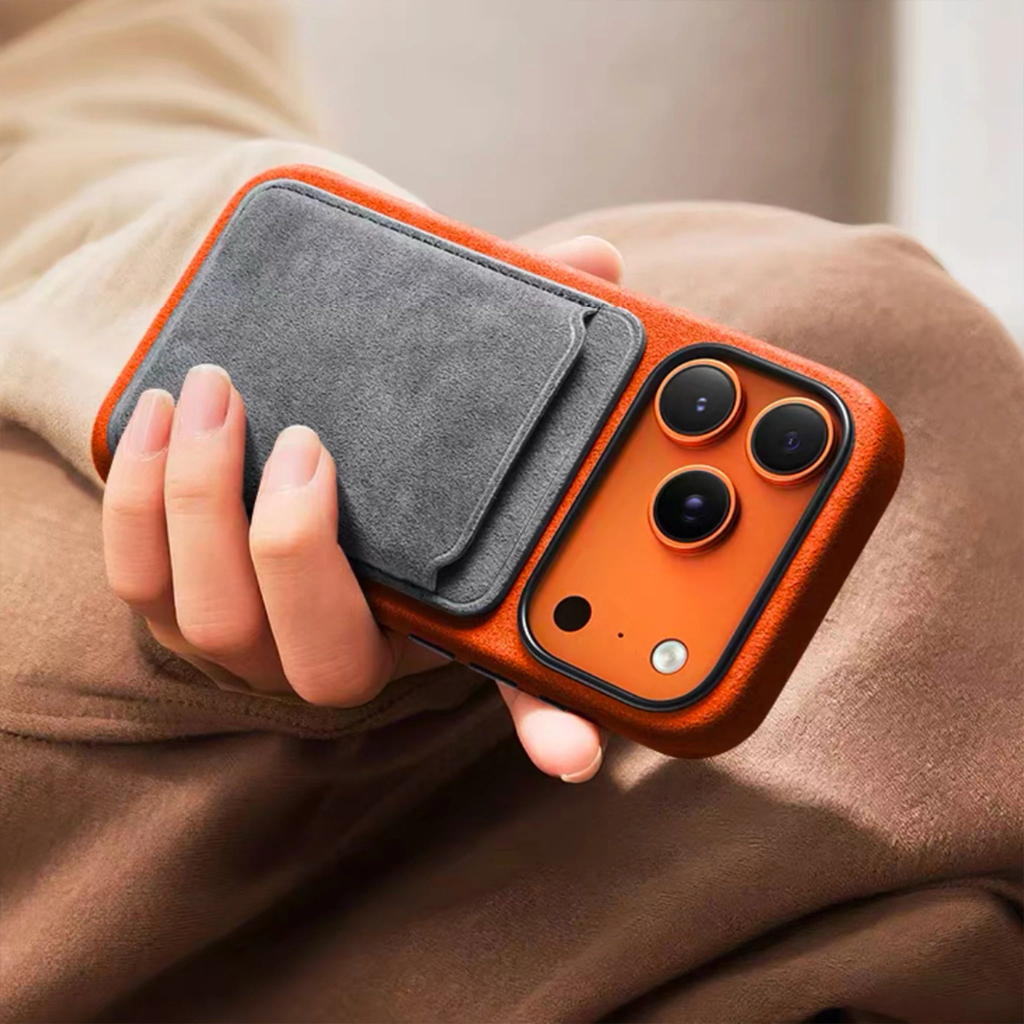 Cover in Alcantara Italiana MagSafe per iPhone 17 / 17 Pro / Pro Max – Premium con Tasto Smart