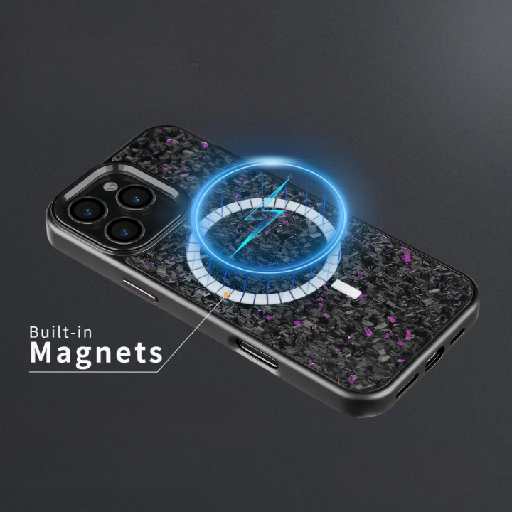 Cover iPhone in Carbonio Forgiato con MagSafe – Custodia Magnetica con Dettagli in Metallo per iPhone 13-17