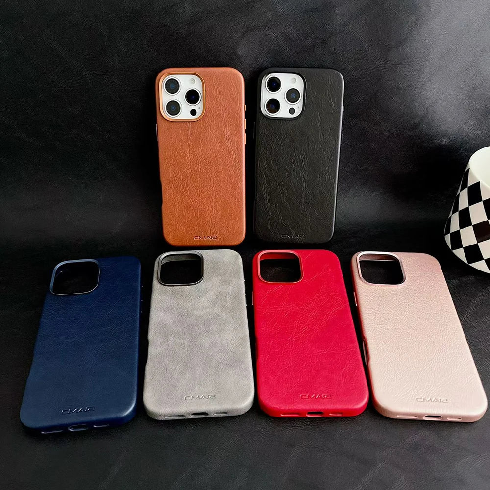 Cover in Pelle Magnetica MagSafe di Lusso per iPhone 13–17 Pro Max