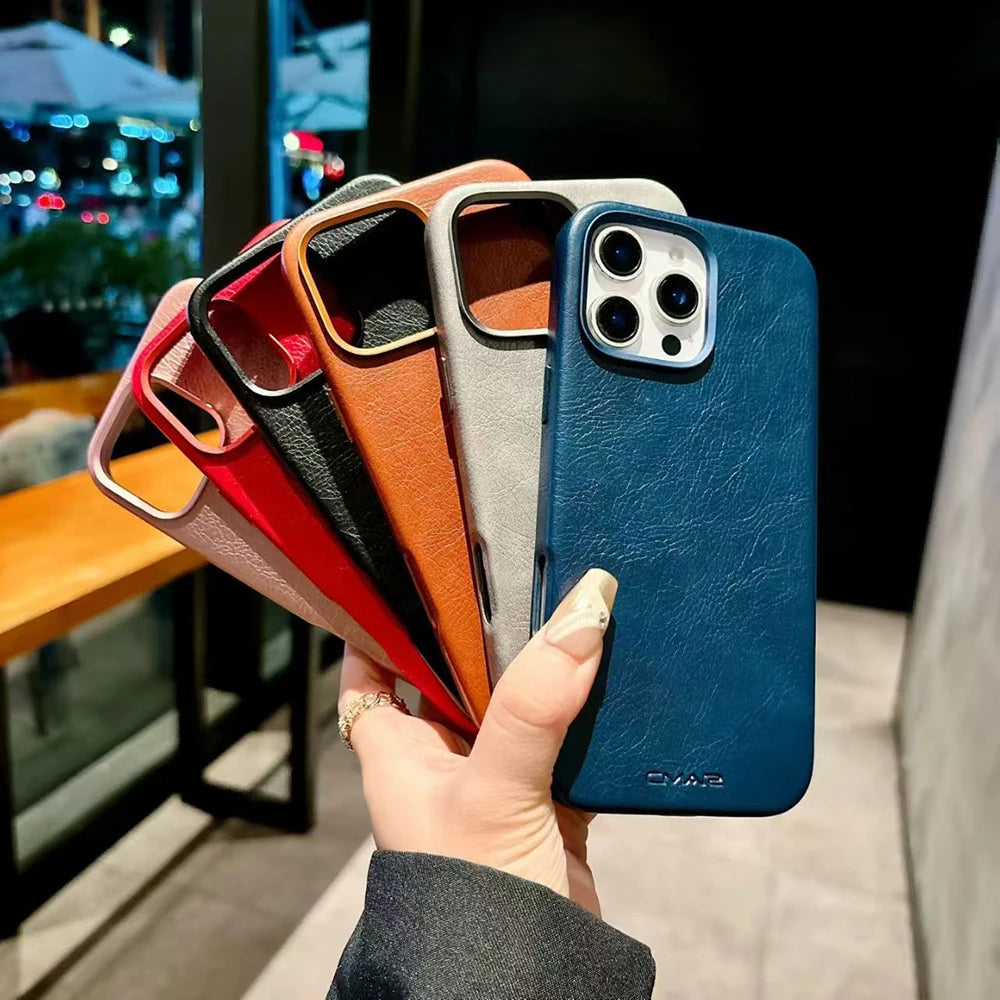 Cover in Pelle Magnetica MagSafe di Lusso per iPhone 13–17 Pro Max