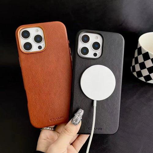 Cover in Pelle Magnetica MagSafe di Lusso per iPhone 13–17 Pro Max