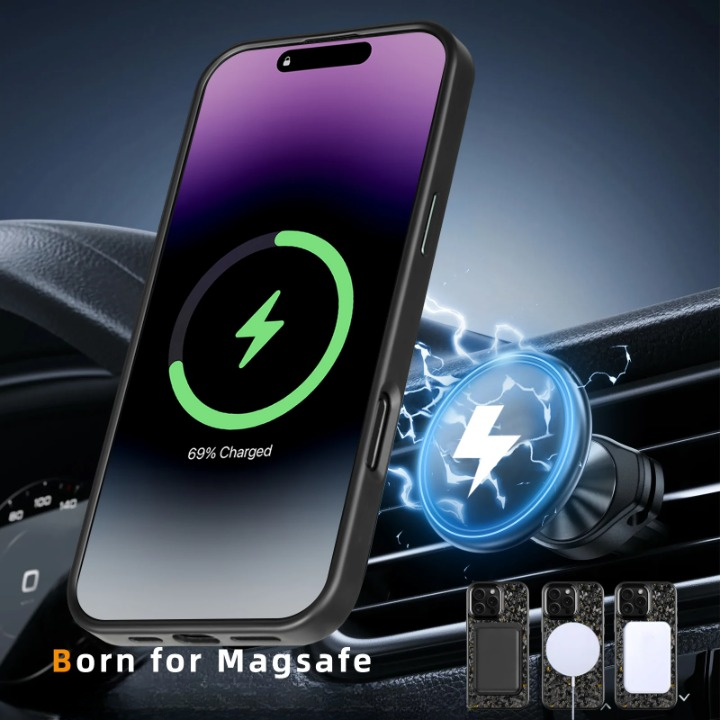 Cover iPhone in Carbonio Forgiato con MagSafe – Custodia Magnetica con Dettagli in Metallo per iPhone 13-17